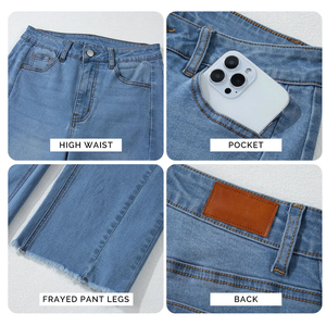 Pantalones vaqueros holgados de estilo Hip Hop para mujer, ropa de calle vintage alta con logotipo personalizado, Vaqueros holgados lavados medios, pierna ancha recta de alta calidad - Product Image 5