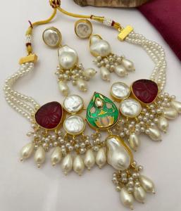 Ensemble de tour de cou en perles Kundan plaqué or Regal Collier royal d'inspiration moghole fabriqué à la main pour les mariages - Product Image 4