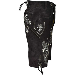 Lederhosen แบบ Bavarian lederhosen สีล้วนกางเกงหนังนิ่มปักสั้นเอวกลางมี4สีให้เลือกขนาด28-44ป้องกันรังสียูวีแห้งเร็ว - Product Image 5