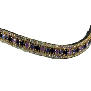 Correa de cuero para cejas de caballo, accesorio hecho a mano de alta calidad con 3 filas decorativas, cristales multicolor mega ostentosos, último diseño, 2023 - Product Image 1