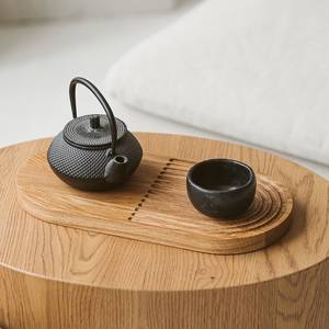 Plateau de service en bois artisanal de conception ovale moderne, décoratif, en bois massif, multifonctionnel, décoration de la maison, table et utilisation du Ramadan - Product Image 2