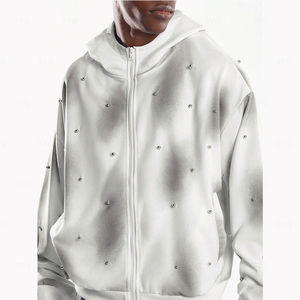 Sweat-shirt en coton 100% de qualité supérieure, vintage, coupe régulière, teinture perlée, fermeture éclair tendance, sport, hiver, délavé au soleil, fabriqué sur mesure - Product Image 4