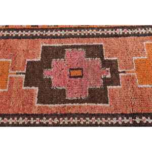 Alfombra Turca Vintage de Lana Naranja Herki, 2.8x8.9 pies - Product Image 5