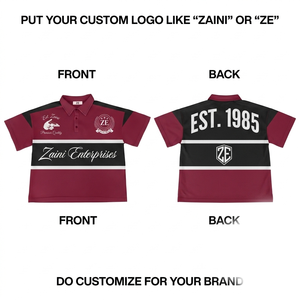 Polo en polyester interlock premium 180 GSM, bordeaux avec empiècement noir aux épaules, logo personnalisé par sublimation - Product Image 1