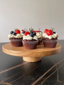 Support de gâteau en bois fait à la main avec couvercle en verre de taille moyenne pour la décoration d'anniversaire de fête d'anniversaire porte-gâteau de vaisselle économique - Product Image 3