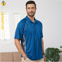 Kaos Polo Golf Pria Cepat Kering Anti-Bakteri Bergaris Spandex/Polyester Penyerap Keringat Bernapas Sporty Body Fit Kancing