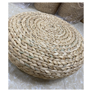 Natural Water Hyacinth Ottoman For Comfortable Seating And Home Decor - Product Image 1