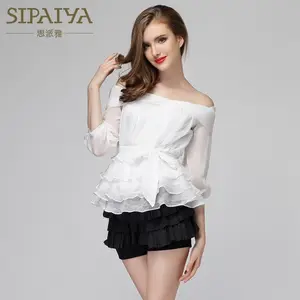 中国供应商最畅销产品二手服装单肩短袖夏季女装
