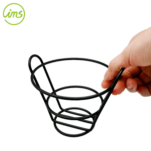 ตะกร้าเสิร์ฟเฟรนช์ฟรายส์และชิปส์ทรงกรวย ทันสมัย สีดำ ทำจากลวด พร้อมหูจับ - Product Image 4