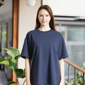 Camiseta deportiva de verano Top algodón peinado cuello redondo manga corta Color sólido transpirable gasa Método de tejido no tejido - Product Image 3