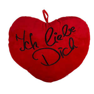 Ich Liebe Dich Plsch Herz Kissen, Accesorios de Cama en Forma de Corazón - Product Image 1