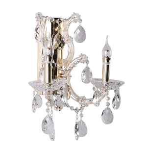 Applique murale en cristal Iris à 2 lumières |   Luminaire moderne à deux lampes en laiton ou en chrome, éclairage classique à deux lampes pour salle de bain ou d'appoint - Product Image 3