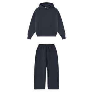 Custom Unisex Acid Wash Hooded Tracksuit Cotton Polyester Heavyweight Regular Fit Jogging Fleece Men Sweatpants Hoodie Set - Product Image 3