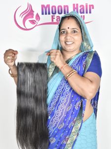 Cheveux humains indiens authentiques disponibles en gros, prix de gros, cheveux vierges Remy naturels, soyeux, fermeture droite, longue couleur noire à vendre - Product Image 5