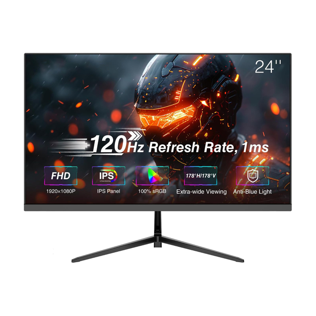 24 Inch 120Hz 1080p FHD Computer Monitor IPS 99%sRGB 1ms Response Time 3-Sided Frameless Anti-Blue Light Lcd Monitor