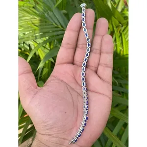 925 Silver Fashion Tennis <b>Bracelet</b> with Lapis Lazuli Elegant Accessory - Product Image 5