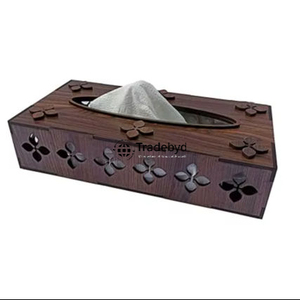 Caja de Pañuelos de Madera Tallada con Patrón Floral, Portapañuelos de Primera Calidad para el Hogar y el Trabajo, Tradebyd - Product Image 2