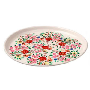 Enamel Coated Stainless Steel <b>Printed</b> <b>Plate</b> Decorative Hand Painted Floral Citrus Design Food Safe Durable - Product Image 1