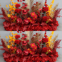 Custom Style Red Floral Road Guide Hochzeits läufer Stoff Seide Faux Floor Künstliche Blumen reihe für Hochzeits dekor