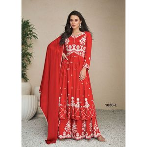 Último diseñador indio lakhnavi Sharara Kurti Plazzo mujeres vestido para boda bordado exportación proveedor mayorista de Surat - Product Image 4