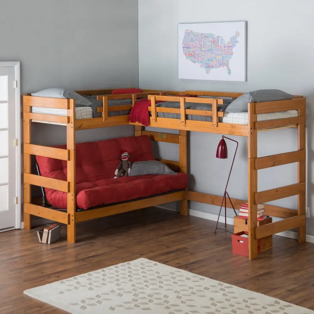 American Bunk Beds Kid with Sofa Daybed for Children Bedding Room Home Furniture Modern Kids' Beds Contemporary Standard Bedroom