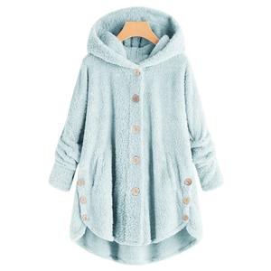Nouvelle mode Automne Hiver Manteau ample coupe-vent à capuche en fourrure de lapin teinte unie pour femme avec garnissage en duvet de canard gris - Product Image 5