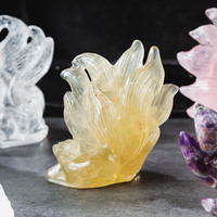 Sculptures de renard à neuf queues en quartz rose de haute qualité dans divers matériaux, cristal de quartz à vendre
