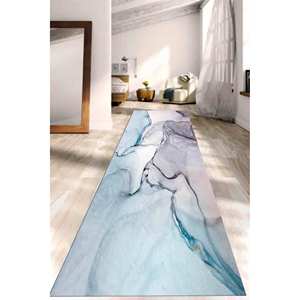 Tapis en marbre bleu : Art abstrait à l'encre d'alcool, adapté aux animaux domestiques, tapis en chenille - Product Image 4