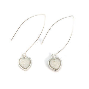 Boucles d'oreilles pendantes en forme de cœur avec cristaux Druzy, longues et tendance - Product Image 2
