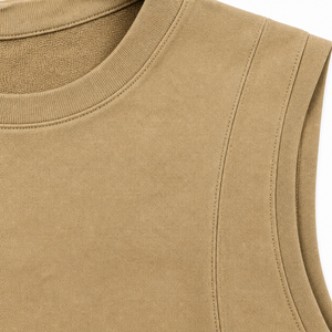 Camiseta sin Mangas Beige al por Mayor para Hombre, Camiseta Deportiva de Algodón Lisa, Proveedor de Ropa de Gimnasio - Product Image 5