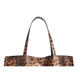 Borsa Tote Reversibile in Ecopelle Grande Capacità, Chiusura Aperta, Stile Street Level, Moda Invernale, Colore Leopardato/Nero Tinta Unita in PU - Product Image 2