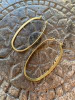 Boucles d'Oreilles Boho en Laiton Martelé Or Antique Ovale Créoles Designer Ethnique Bijoux Macramé Faits à la Main