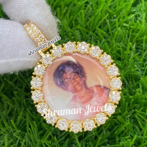 Plata de Ley 925 VVS Moissanite diamante Hip Hop colgante chapado en oro helado foto personalizada miembro de la familia imagen encanto regalos - Product Image 2