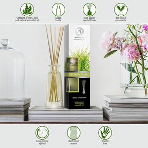 Aromatika Lemongrass 100ml <b>Reed</b> <b>Diffuser</b> with Natural Essential Oil Long Lasting Energizing Room Aroma - Product Image 3