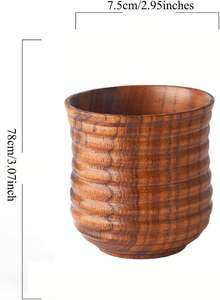 Tazas de té de madera, paquete de 4 tazas de té de madera maciza Natural de primera calidad, taza de vino para beber té, café, vino, cerveza, bebidas calientes - Product Image 2