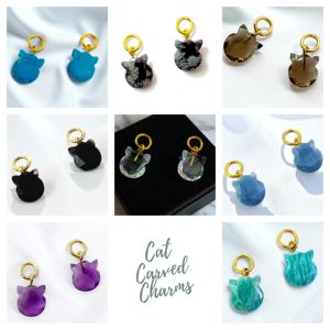 Colgante de dijes tallados de gato de piedras preciosas turquesa-piedra tallada de animales de plata 925-pulsera para niños al por mayor - Product Image 2