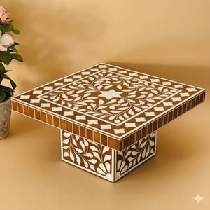 โต๊ะฝังกระดูกแบบพิเศษเป็นมิตรกับสิ่งแวดล้อมโต๊ะวางเค้กลายดอกไม้ทำด้วยมือสำหรับตกแต่งห้องนั่งเล่น - Product Image 1