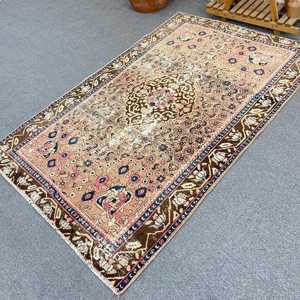 Tapis turc vintage 4,2x6,4 pi (127x194 cm), tapis en laine marron - Product Image 1