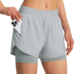 Short 2 en 1 léger et personnalisé pour femmes pour vêtements de sport d'été respirant avec doublure intérieure vêtements de sport actifs fournisseur OEM ODM - Product Image 1