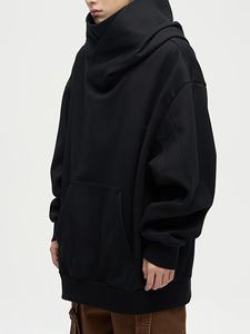 <b>Men's</b> Oversize Pullover Hoodie with <b>Turtle</b> <b>Neck</b> Long Sleeve Fleece Material Drop Shoulder-for Winter - Product Image 4