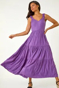 Summer New Arrival Rayon Solid <b>Purple</b> Solor Summer Long Sleeveless <b>Dress</b> Light and Airy <b>for</b> Effortless Beach and Vacation Looks - Product Image 2