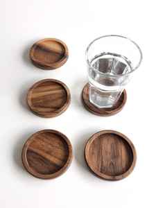 Dessous de verre en bois naturel de bambou écologique personnalisé - Product Image 2