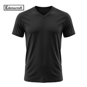 เสื้อยืดทางการคอวีของผู้ชายผ้าโพลีเอสเตอร์ทรงพอดีตัวแขนสั้นสีพื้นสีเบจ - Product Image 2