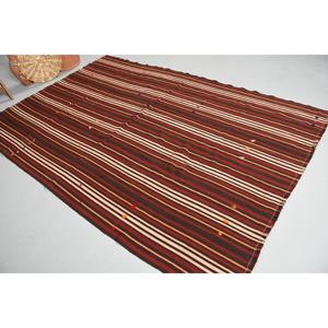 Alfombra Turca de 5.8x8.5 pies, Alfombra Grande Vintage, Alfombra Sólida Marrón Rojiza - Product Image 1