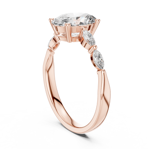 Rose Gold Oval Cut Diamond Halo Side Stone Classic IGI Certified 14K Gold Plated Luxury Engagement <b>Bridal</b> Women's Ring - Product Image 1