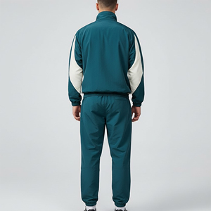 Veste et pantalon à col montant léger et bloc de couleurs de haute qualité sur mesure Vêtements décontractés Survêtement coupe-vent pour hommes - Product Image 6