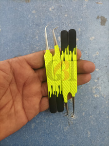 Pinzas de extensión de pestañas de acero inoxidable de 45 y 90 grados con revestimiento en polvo de doble Color de alta calidad, herramientas de belleza con logotipo personalizado - Product Image 6