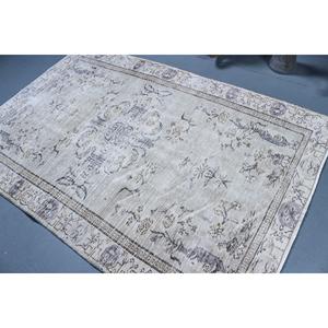 Tapis turc vintage 5x7,5 pi (152x230 cm), tapis en laine marocaine blanche - Product Image 4