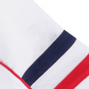 เสื้อเชิ้ตผู้ชายสีขาวคลาสสิก ป้องกันริ้วรอย ปักลาย พร้อมปกสีแดง แขนเสื้อตัดสี แถบลายด้านหน้า โลโก้ - Product Image 3