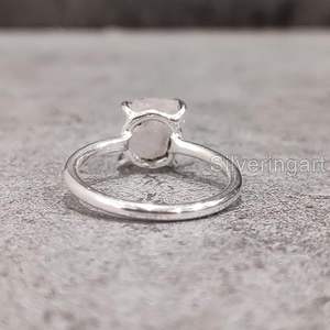 Bague pour femme en argent sterling 925, pierre précieuse en quartz rose naturel, pierre de naissance d'avril, sertie à griffes, bijoux faits à la main, cadeau d'anniversaire - Product Image 3